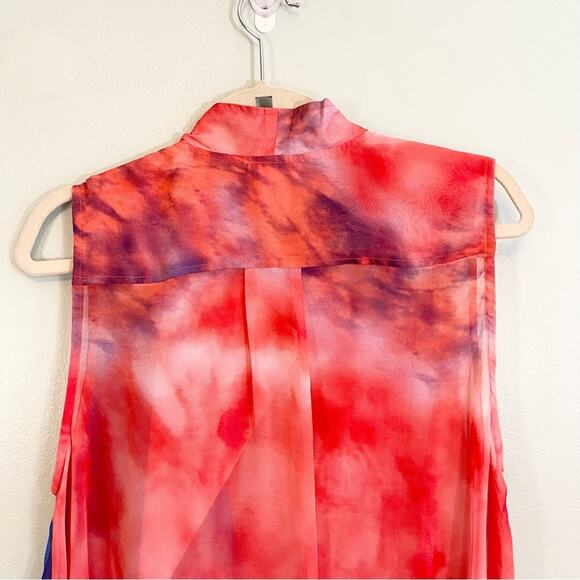 Adore Women's Mock Neck Tie Dye Zip Up Flowy Sleeveless Blouse Size Large - Picture 10 of 11